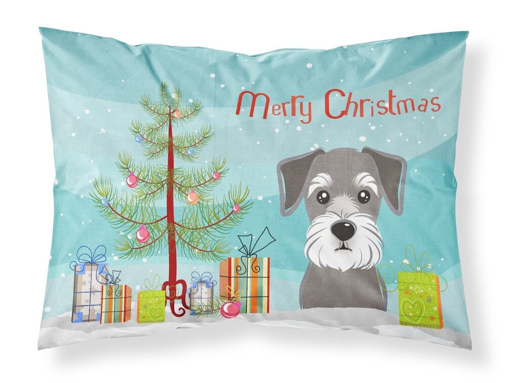 6397 BB1578PILLOWCASE Christmas Tree and Schnauzer Fabric Standard
